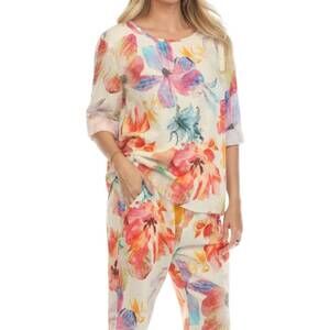 NEW FLORA ASHLEY up in the cloud blouse in red